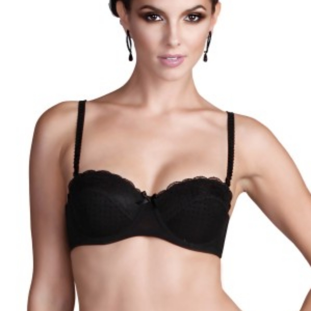 new Affinitas Charlize Balconette Bra Black Lace Convertibe Strapless Size 32DD